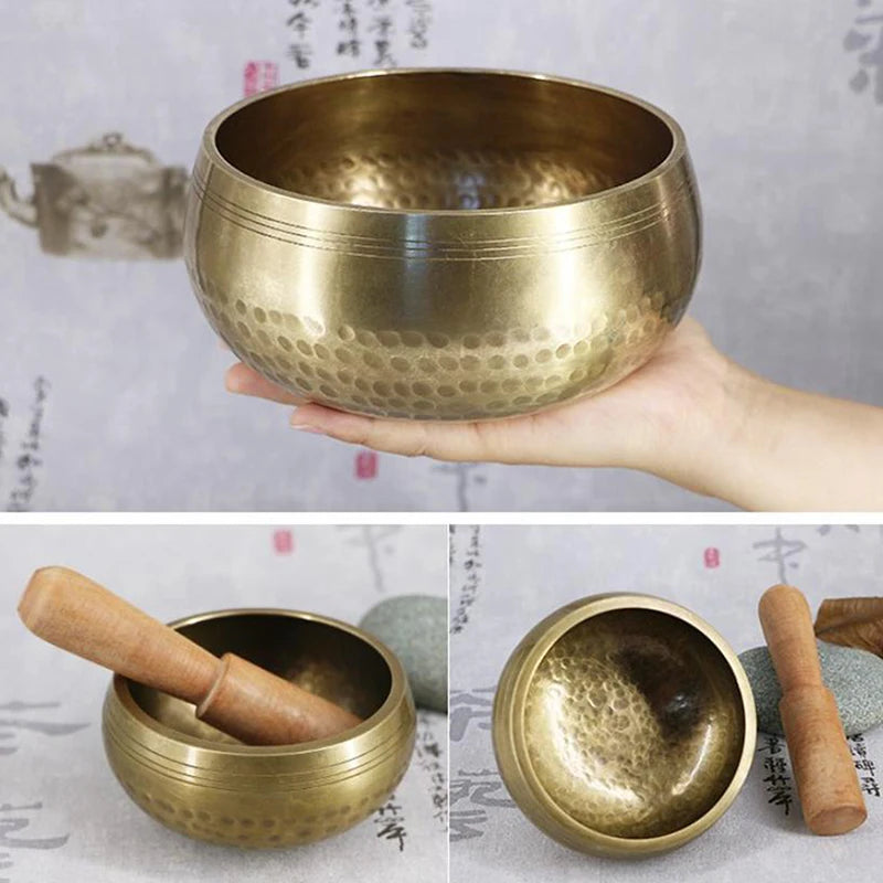 Nepal Tibetan Buddhist Bowl Handmade Singing Bowl Set Cushion Mallet Meditation Storage Bag Meditation Singing Bowl