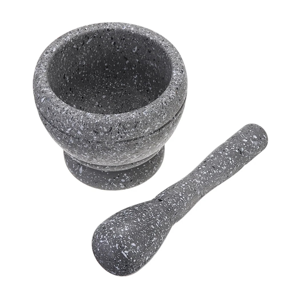 Pestle and Mortar,Natural Wooden Granite, 6.7 Inch Stone Cup & Crusher Set,Hand Grinder for Herbs, Spices, Pesto, & Guacamole,By