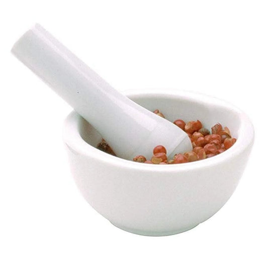 White Ceramic Mini Mortar and Pestle 2 Oz