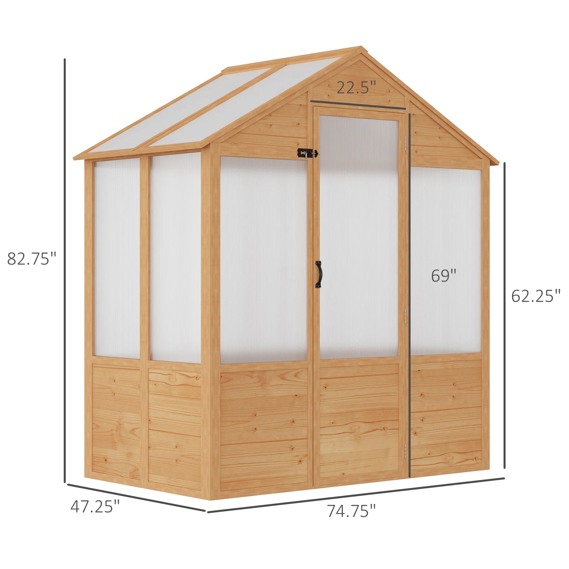 6' X 4' X 7' Walk-In Polycarbonate Greenhouse, Lockable Door