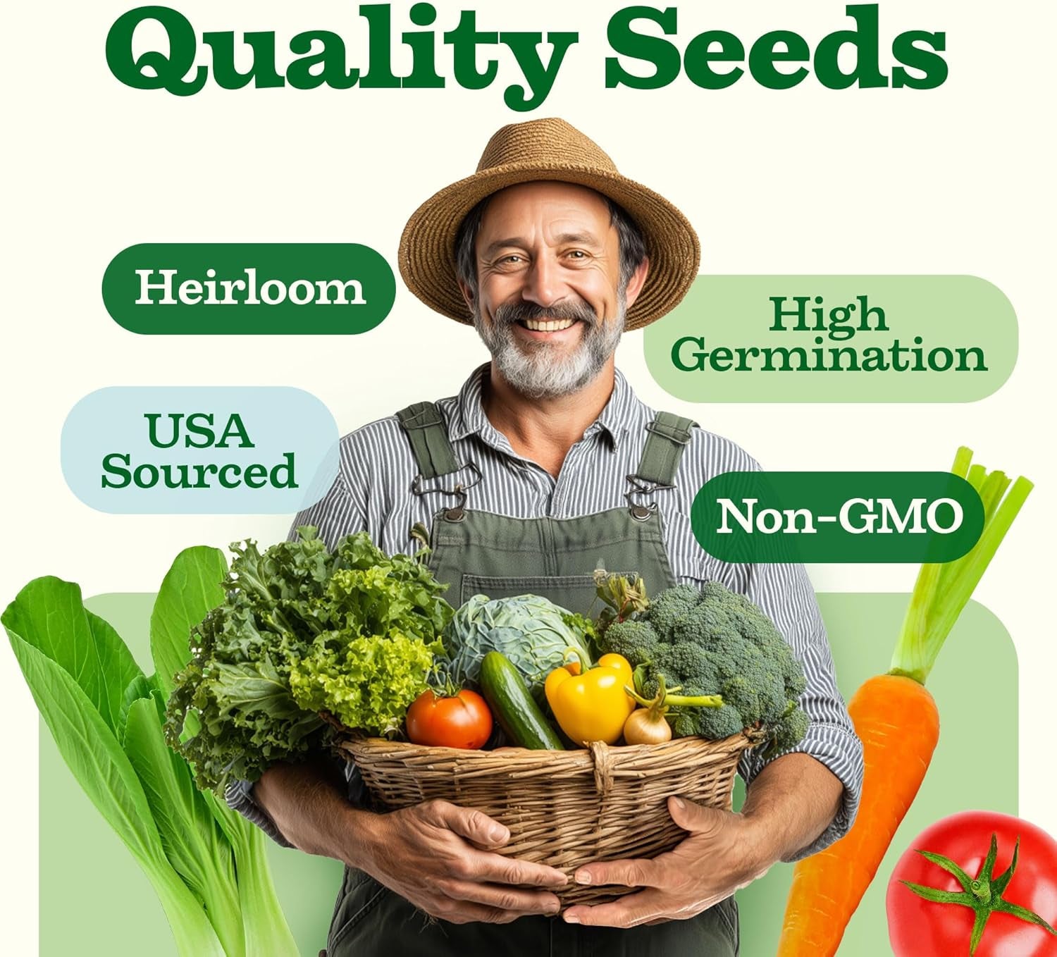 𝗨𝗦𝗔 𝗣𝗥𝗘𝗠𝗜𝗨𝗠 55 Vegetable Seeds Pack 28,000+ Non-Gmo Heirloom Seeds for Planting, Spring Fall Winter Garden Kit, Survival Seed Vault for Preppers & Gardeners, Gift for Men & Women