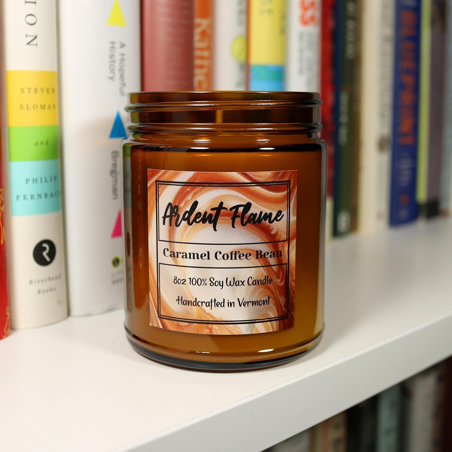 Candles | Caramel Coffee Bean | 100% Natural Soy Wax Candle for Home Decor | Highly Scented | Premium Fragrance | Handmade in Vermont, USA | 8 Oz | Long Lasting | Gift for Women and Men