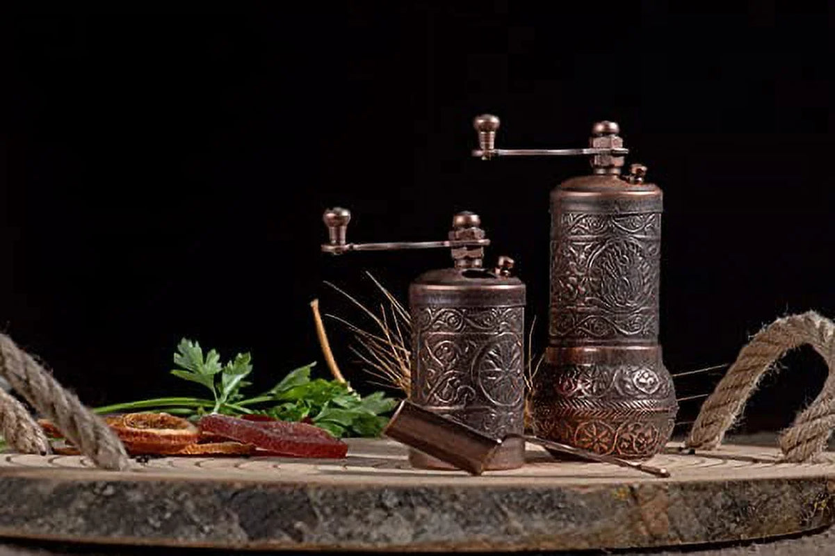 Salt and Pepper Grinder Set - Herb Grinder - Pepper Grinder Mill - Pepper Mill - Spice Grinder - Salt Grinder - Coffee Bean Grinder - Spice Grinder Manual (Antique Copper)