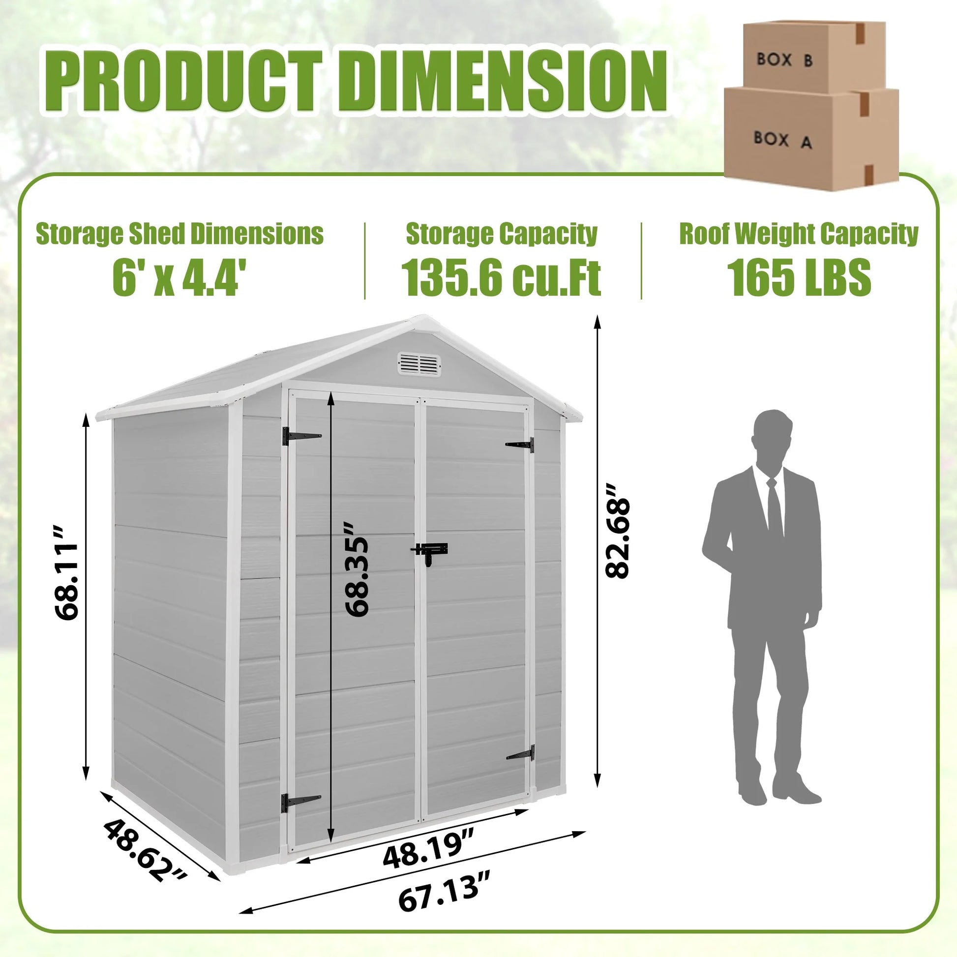 6X4 FT Resin Storage Shed,  Backyard Storage Sheds with Lockable Door, Garage Patio Garden Storage Shed, TE2770