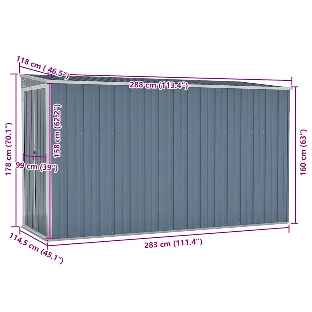 Garden Shed Grey Galvanized Steel Large Garden Shed Rectangular