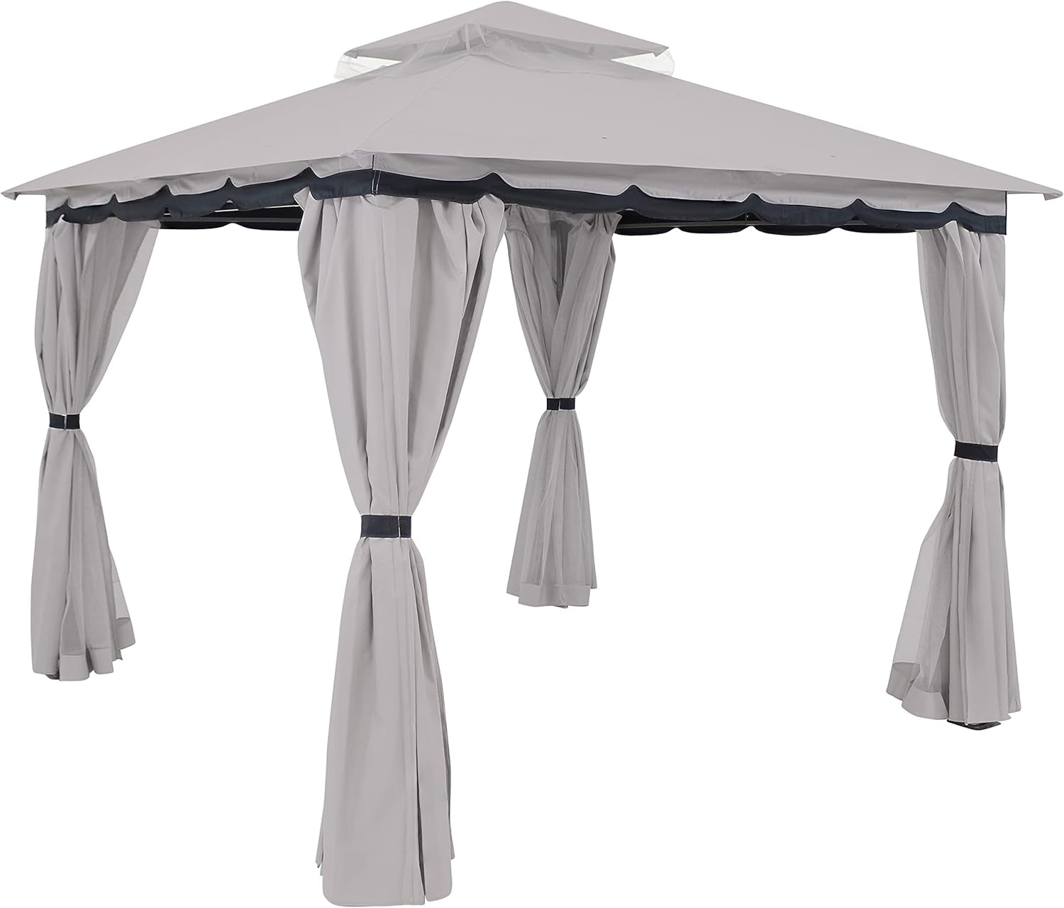 10X10 Soft Top Patio Gazebo - Outdoor Gazebo Canopy with Privacy Curtains and Screens for Backyard - Steel Frame - Gray