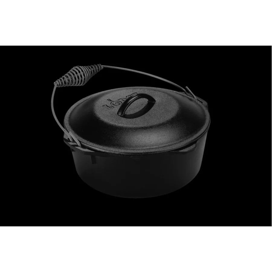 Cast Iron 9 Quart Seasoned Cast Iron Camp Dutch Oven with Bail Handle