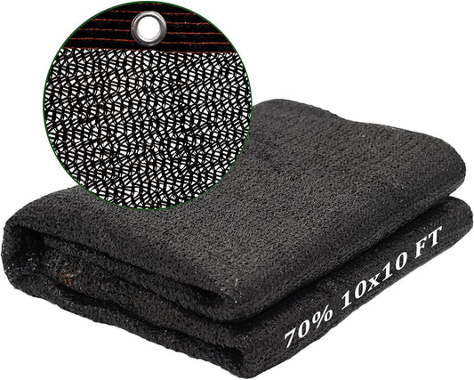 Sunblock Shade Cloth 70% Shade Net Greenhouse Covers 10Ft X 10Ft Fabric Mesh Tarp Sunshade Sunscreen UV Resistant Netting with Grommets for Garden Patio Lawn Plant Parking Yard or Kennel