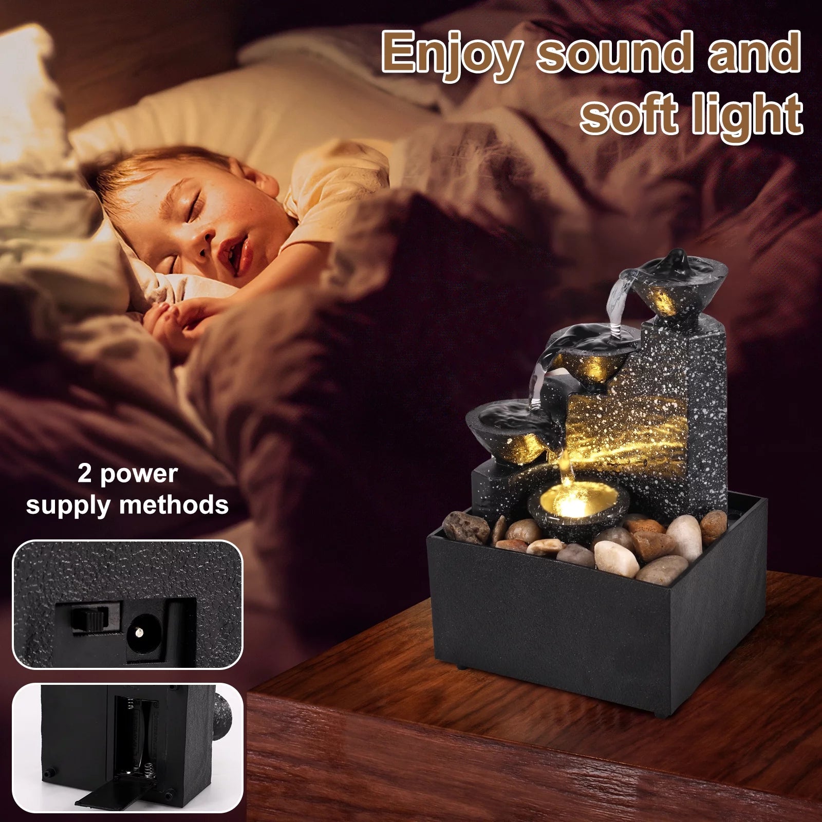 Pcapzz Indoor & Outdoor ABS Tabletop Waterfall Fountain