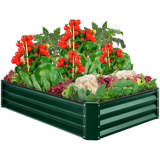 6X3X1Ft Outdoor Metal Raised Garden Bed for Vegetables, Flowers, Herbs, Plants - Dark Green