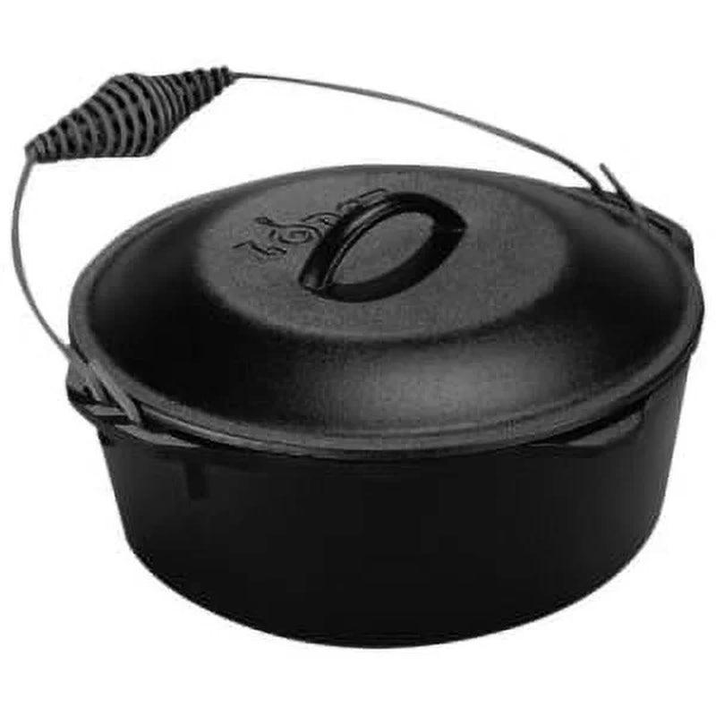 Cast Iron 9 Quart Seasoned Cast Iron Camp Dutch Oven with Bail Handle