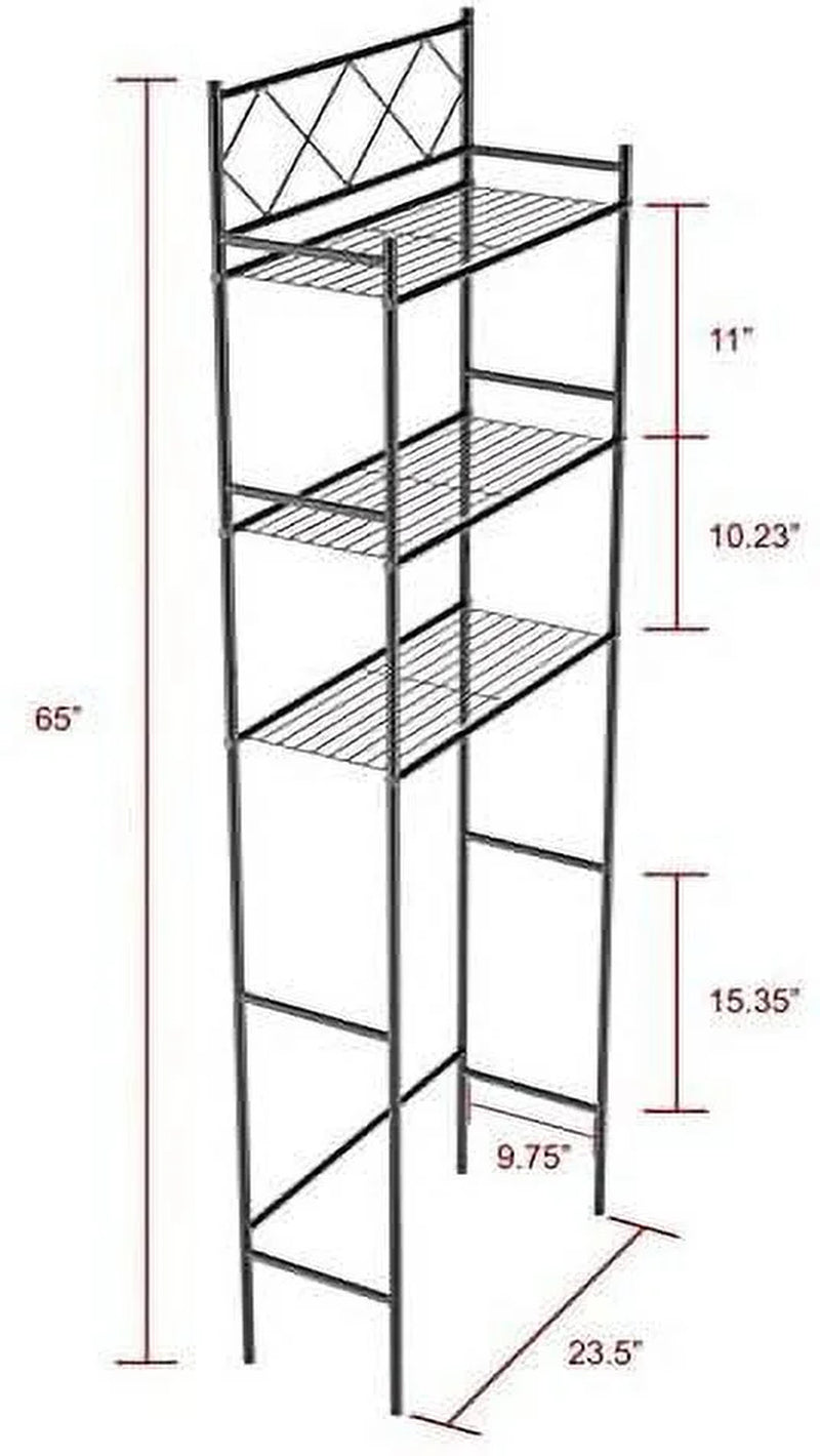 3-Shelf Bathroom Organizer over the Toilet, Bathroom Spacesaver Silver