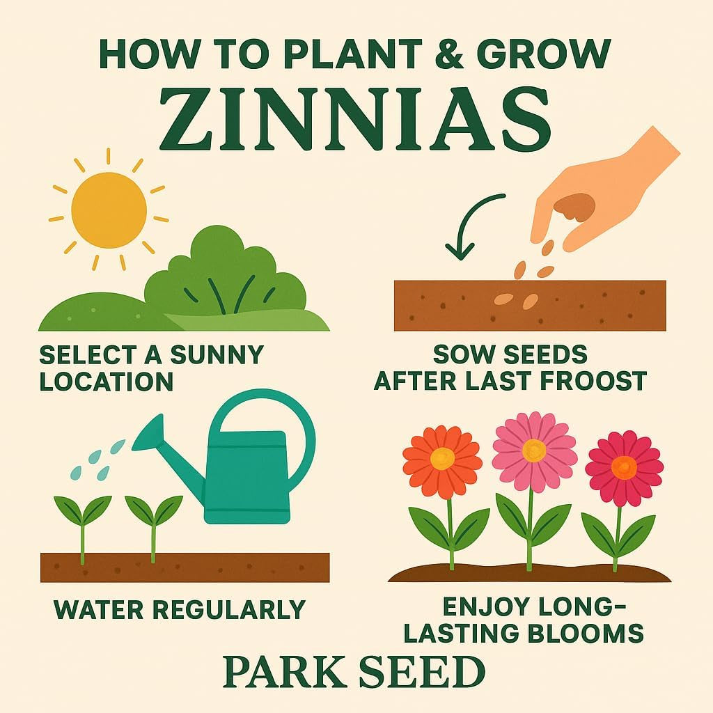 Zinnia Flower Planting Seeds, Easy to Grow, Perfect for Spring Garden, Zahara Starlight Rose, Pack of 25