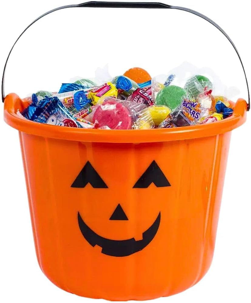 Forum Novelties Sweet Treats Halloween Pumpkin Bucket Orange Party Favor, Plastic, 6" X 8"