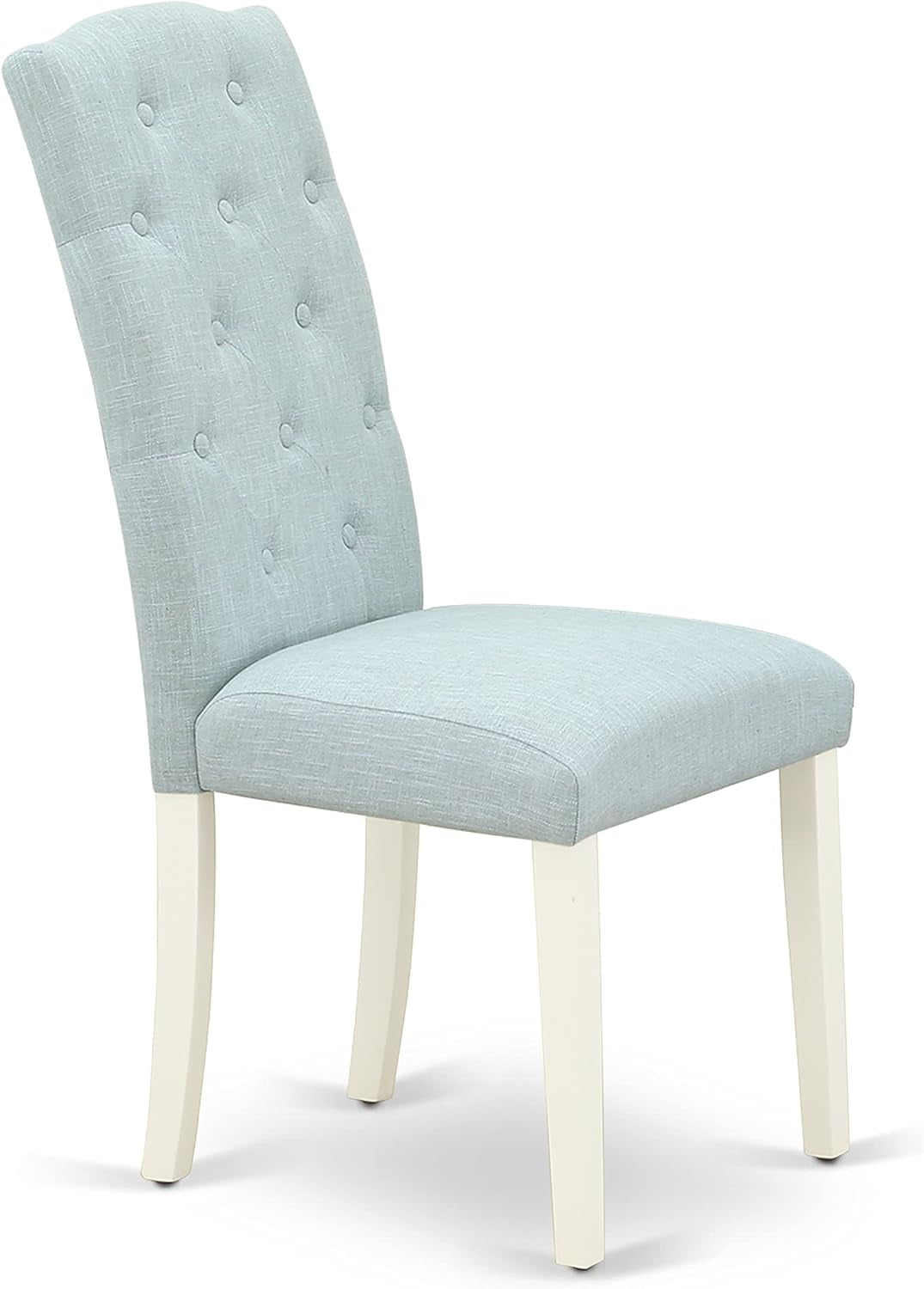 SHCE5-WHI-15 5 Piece Dining Room Furniture Set Includes a round Kitchen Table with Pedestal and 4 Baby Blue Linen Fabric Upholstered Chairs, 42X42 Inch, Linen White