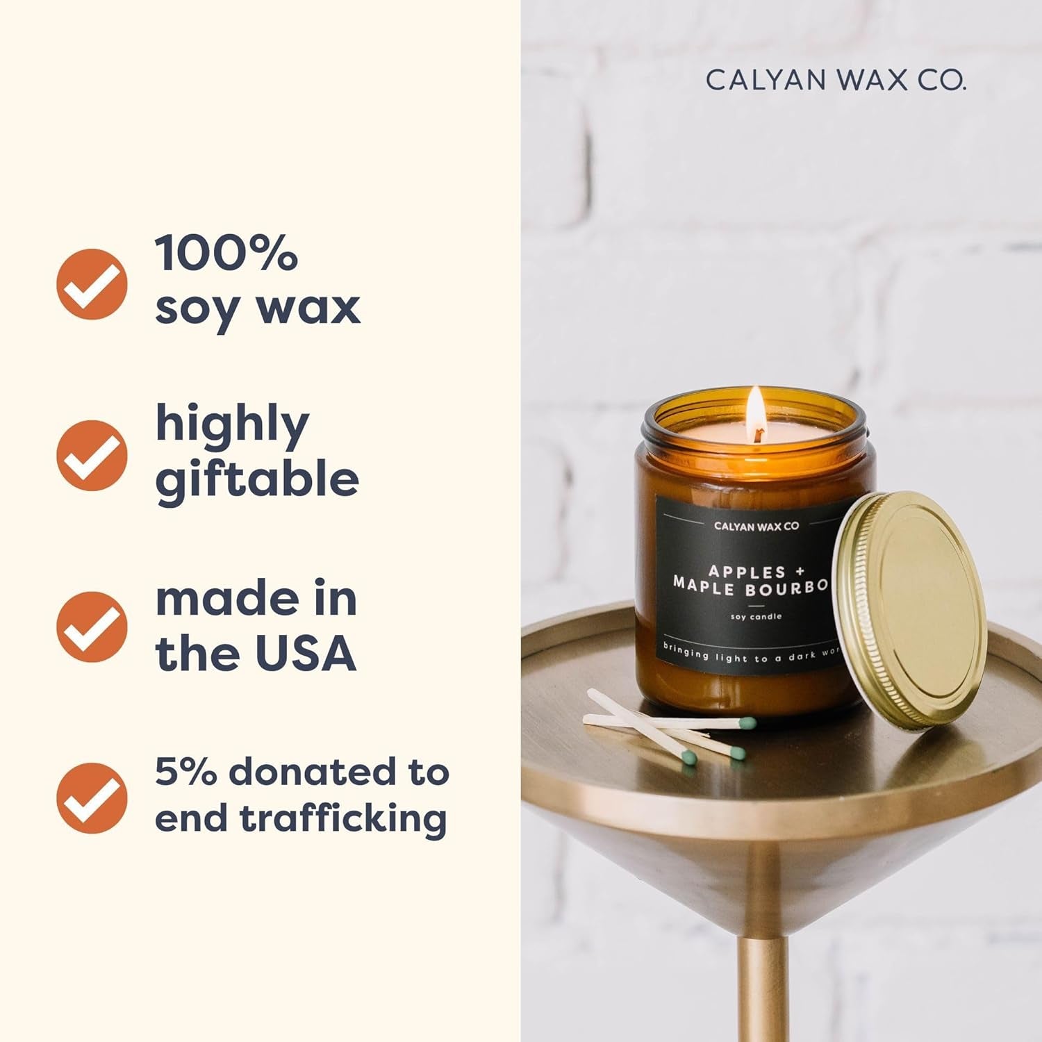 Soy Wax Candle, Lavender + Bergamot Scented Candle, 57 Hour Burn Time, Aromatherapy Soy Candles, Non Toxic & Vegan Soy Wax, Amber Glass Jar Scented Candles, 7.2Oz
