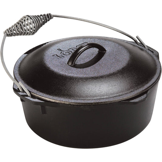 Cast Iron 9 Quart Seasoned Cast Iron Camp Dutch Oven with Bail Handle