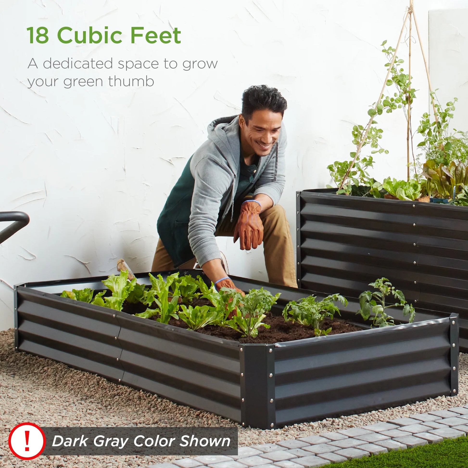 6X3X1Ft Outdoor Metal Raised Garden Bed for Vegetables, Flowers, Herbs, Plants - Dark Green