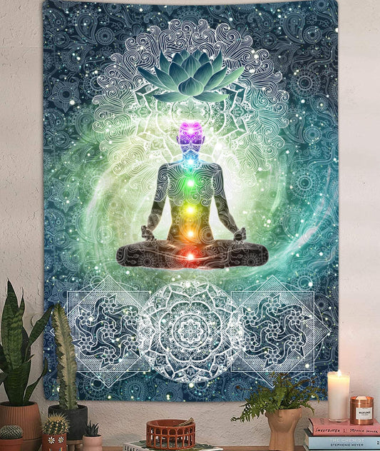 Chakra Tapestry Wall Hanging for Yoga Meditation and Home Decor (40W X 60H)