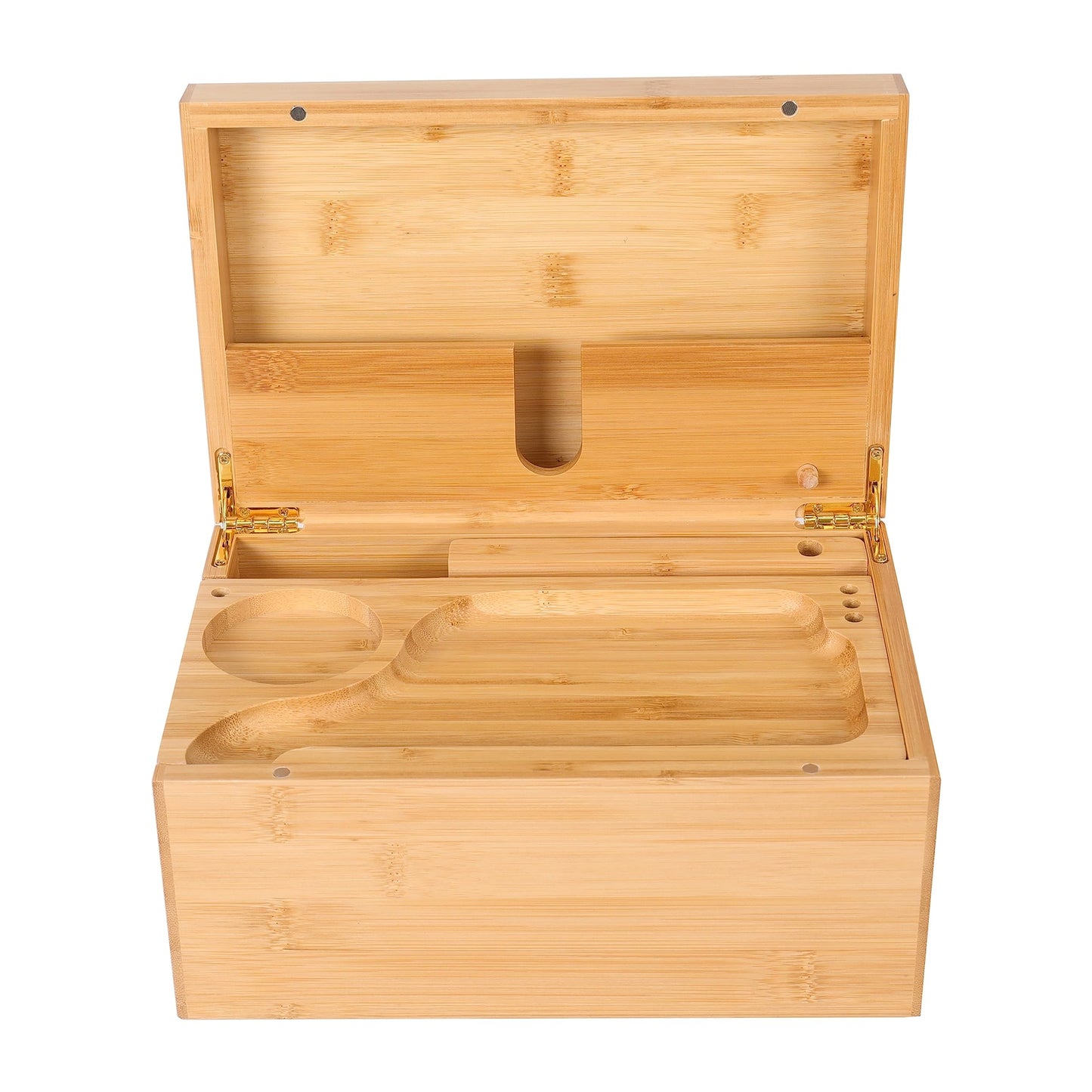 Large Wooden Box Bamboo Storage with Rolling Tray Container Airtight Jars