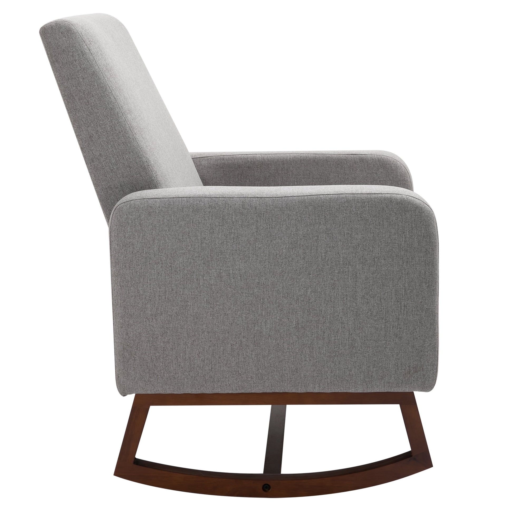 Accent Lounge Rocking Chair with Solid Curved Wood Base, Grey