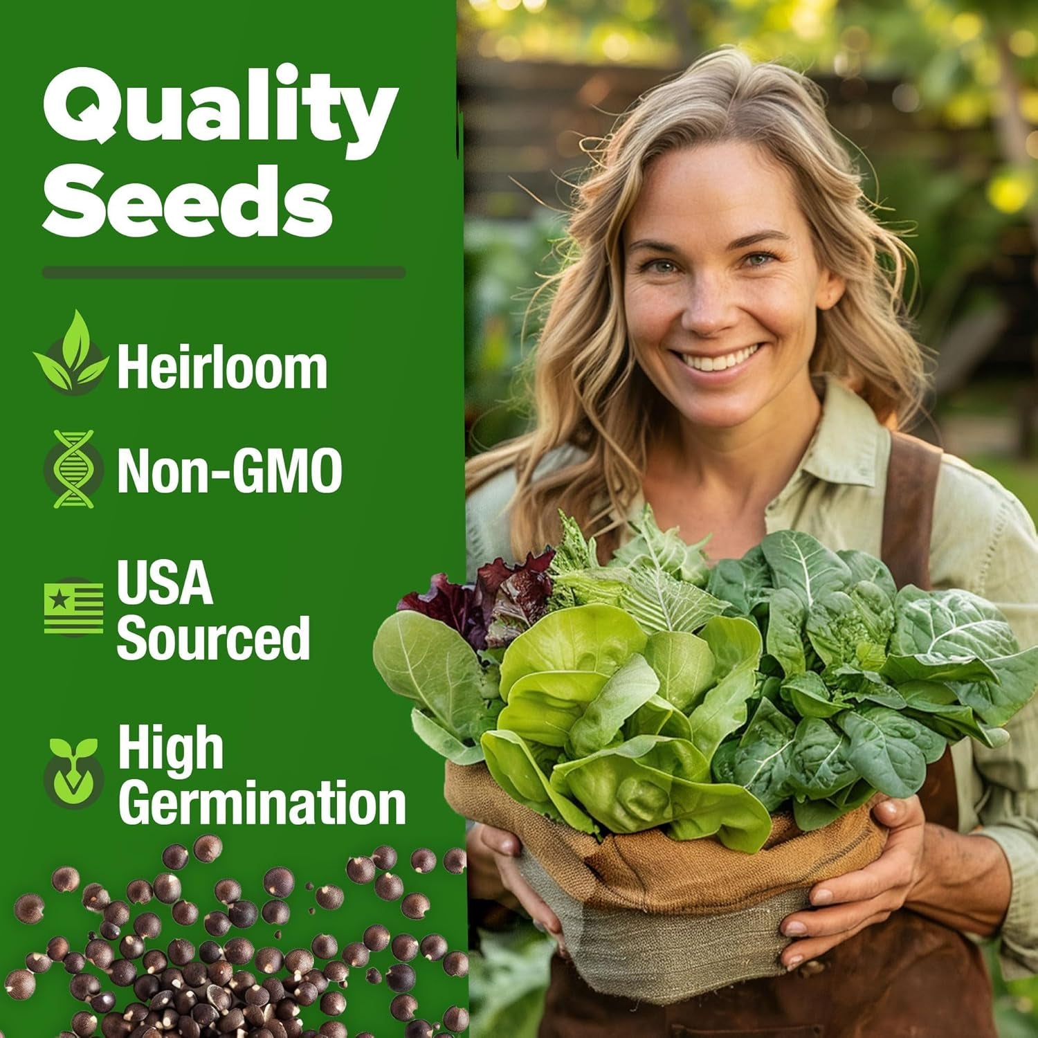 9,000+ Lettuce Seeds – 20 Heirloom Varieties, 𝗡𝗢𝗡-𝗚𝗠𝗢 𝗨𝗦𝗔 – Kale, Spinach, Romaine, Butterhead & More – Indoor or Outdoor Planting, Hydroponic-Ready, High Germination Greens