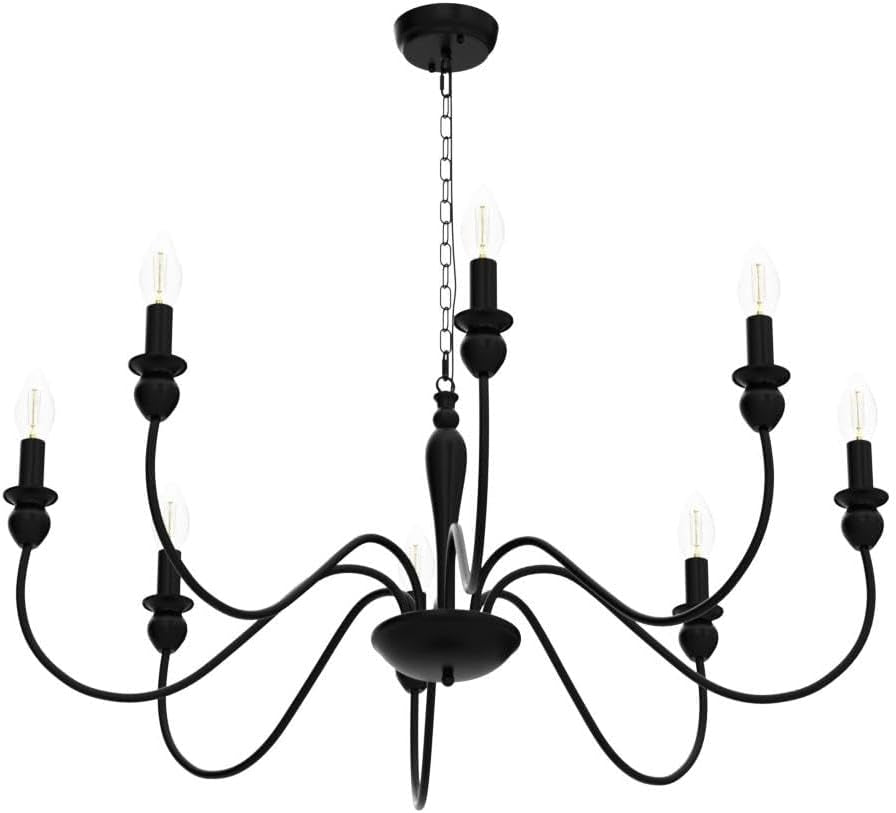 Black Farmhouse Chandeliers for Dining Room Light Fixture, Rustic Metal Traditional Candle Chandelier for Bedroom Kitchen Living Room Entryway Foyer Farmhouse Light Fixtures Ceiling Hanging