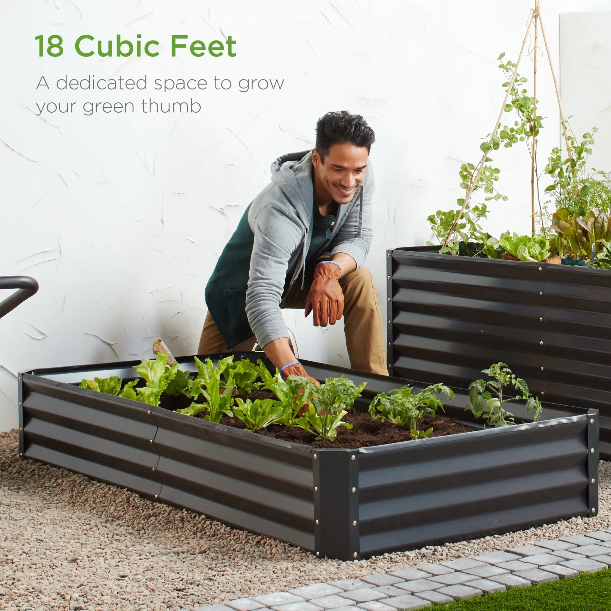 6X3X1Ft Outdoor Metal Raised Garden Bed for Vegetables, Flowers, Herbs, Plants - Dark Gray