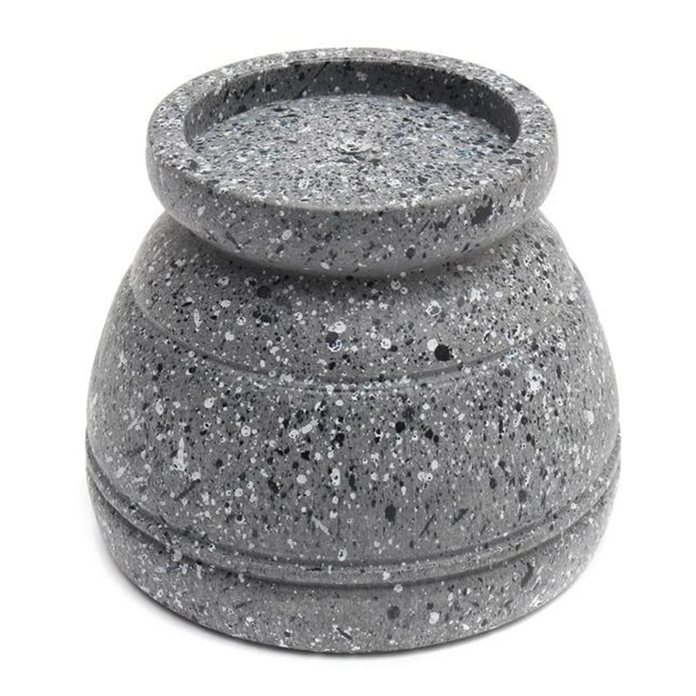 Pestle and Mortar,Natural Wooden Granite, 6.7 Inch Stone Cup & Crusher Set,Hand Grinder for Herbs, Spices, Pesto, & Guacamole,By