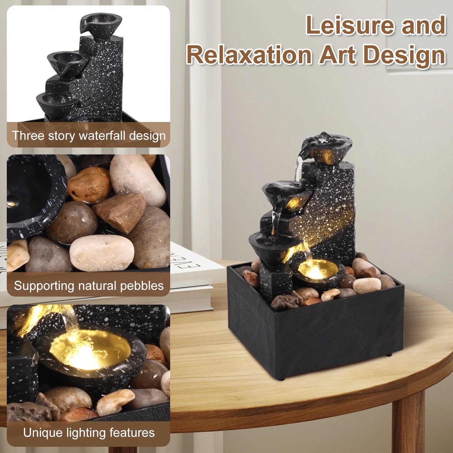 Pcapzz Indoor & Outdoor ABS Tabletop Waterfall Fountain