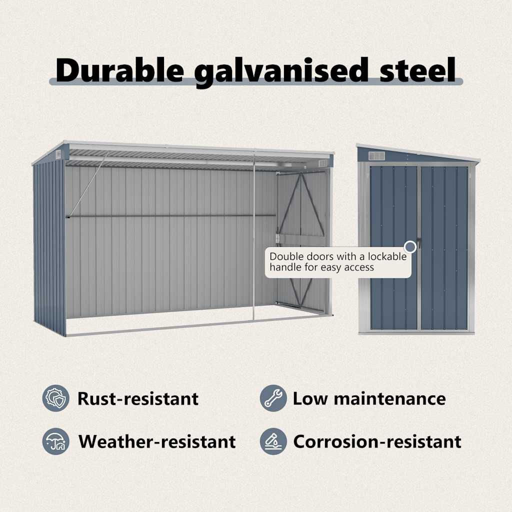Garden Shed Grey Galvanized Steel Large Garden Shed Rectangular