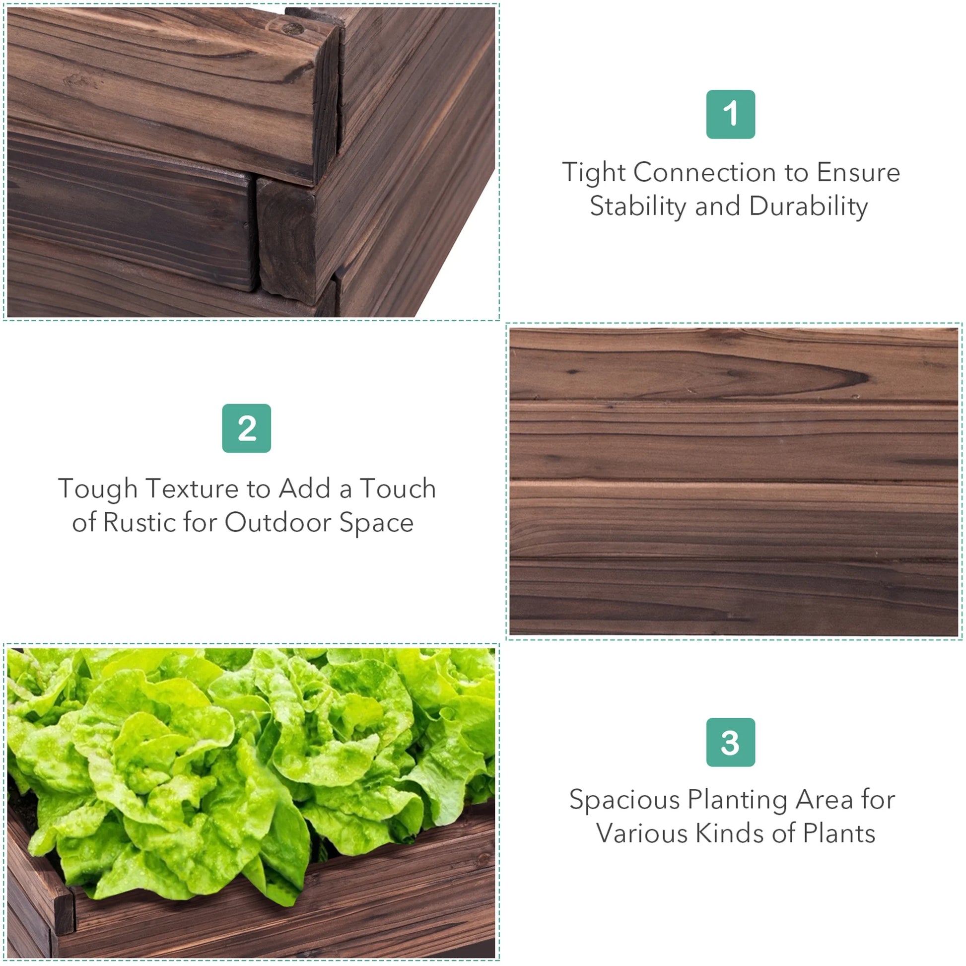 Wooden Raised Garden Bed Kit - Elevated Planter Box for Growing Herbs Vegetable