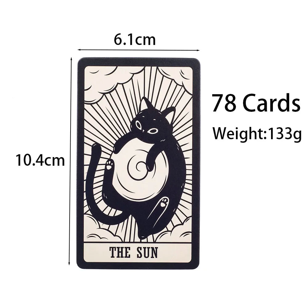 Kitten Tarot Deck 78Pcs Cute Black and White for Beginners Version Mysterious Board Game Fun Fortune Telling Kit