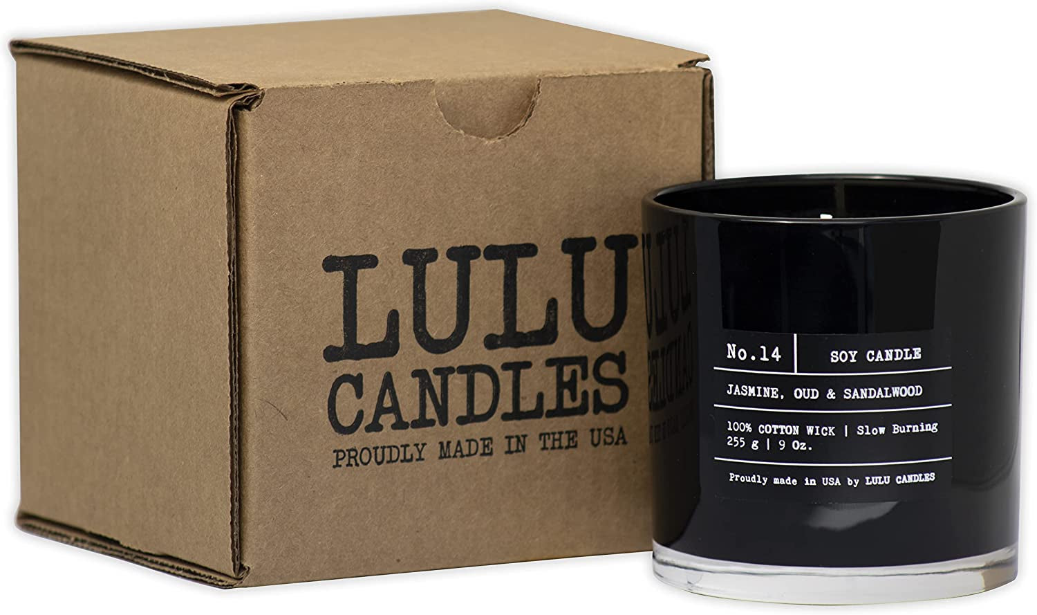 | Jasmine, Oud & Sandalwood | Luxury Scented Soy Jar Candle | Hand Poured in the USA | Highly Scented & Long Lasting (9 Oz.)