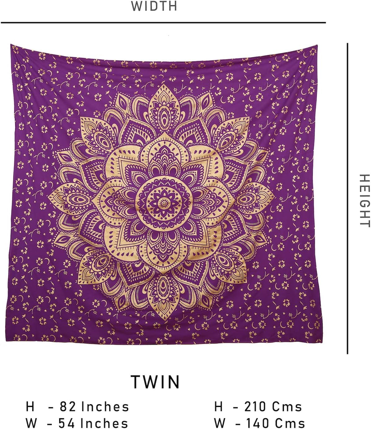 Purple Gold Passion Ombre Mandala Tapestry, Boho Mandala Tapestry, Wall Hanging, Gypsy Tapestry, 84 X 54 Inches