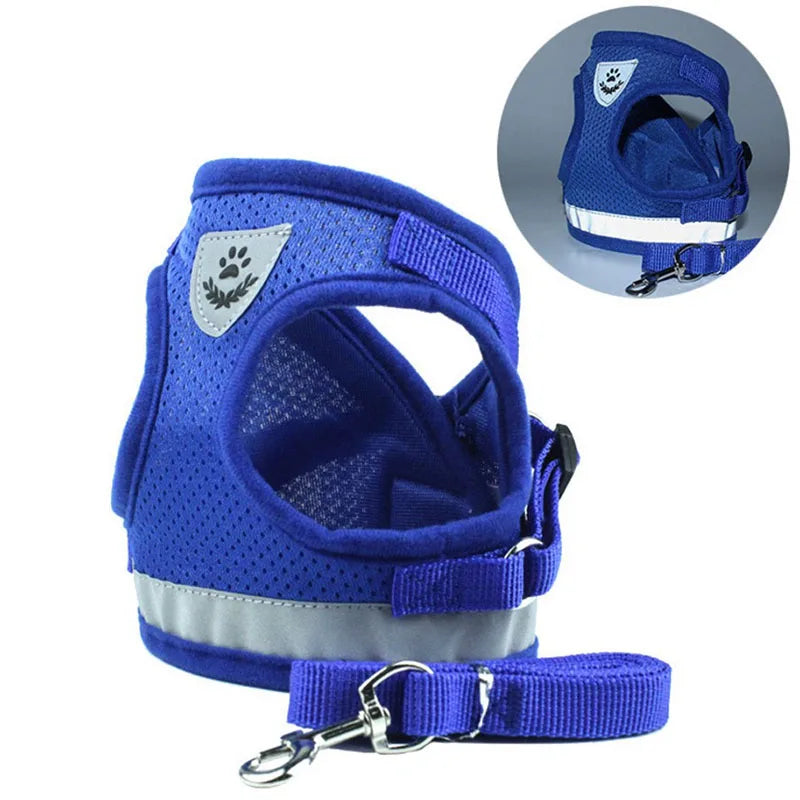 Mesh Reflective Pet Dog Collar Leash Dog Harness Leash Set for Small Medium Large Dogs Nylon Puppy Dogs Cats Harness Leash Nice