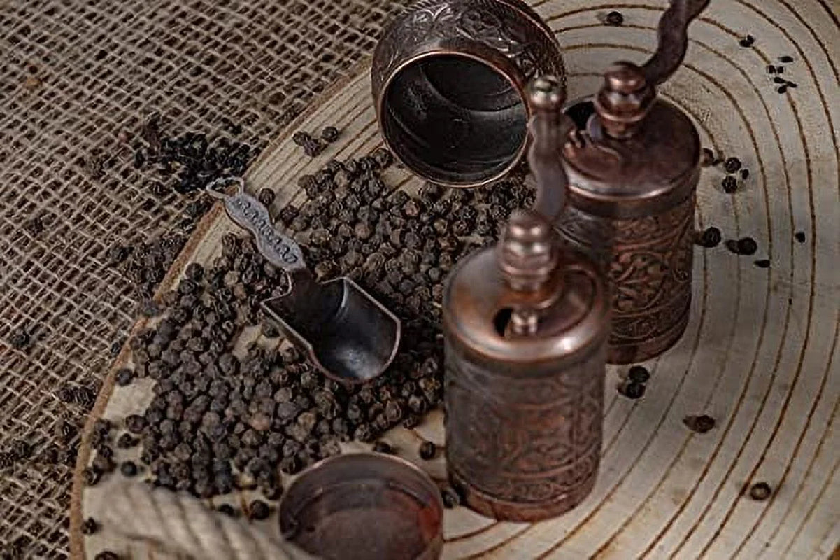 Salt and Pepper Grinder Set - Herb Grinder - Pepper Grinder Mill - Pepper Mill - Spice Grinder - Salt Grinder - Coffee Bean Grinder - Spice Grinder Manual (Antique Copper)