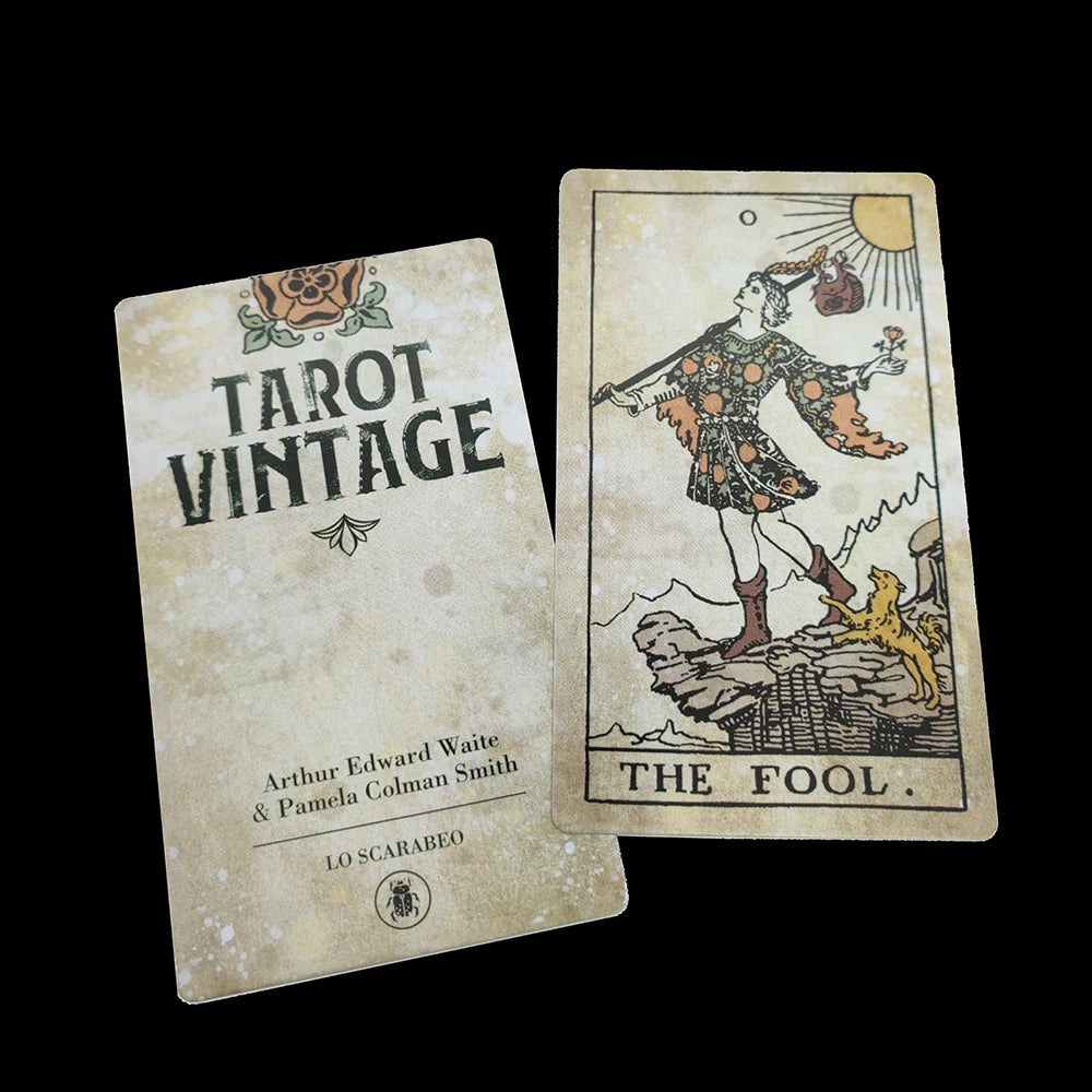 The Vintage Divination Tarot Deck, 78 Antique Style Tarot Cards with Guidebook, Standard Size: 4.75" X 2.75"
