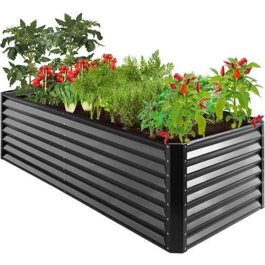 8X4X2Ft Outdoor Metal Raised Garden Bed, Planter Box for Vegetables, Flowers, Herbs - Gray