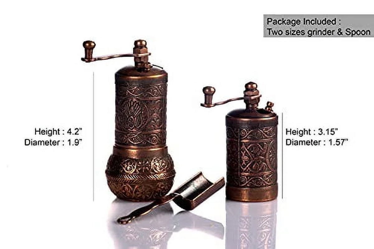Salt and Pepper Grinder Set - Herb Grinder - Pepper Grinder Mill - Pepper Mill - Spice Grinder - Salt Grinder - Coffee Bean Grinder - Spice Grinder Manual (Antique Copper)