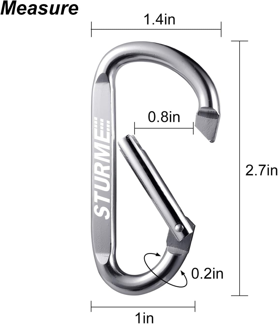 20Pcs 2.7" Carabiner Clip Durable Carabeaner Hooks Small Carabiner D Clip