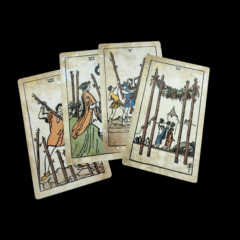 The Vintage Divination Tarot Deck, 78 Antique Style Tarot Cards with Guidebook, Standard Size: 4.75" X 2.75"
