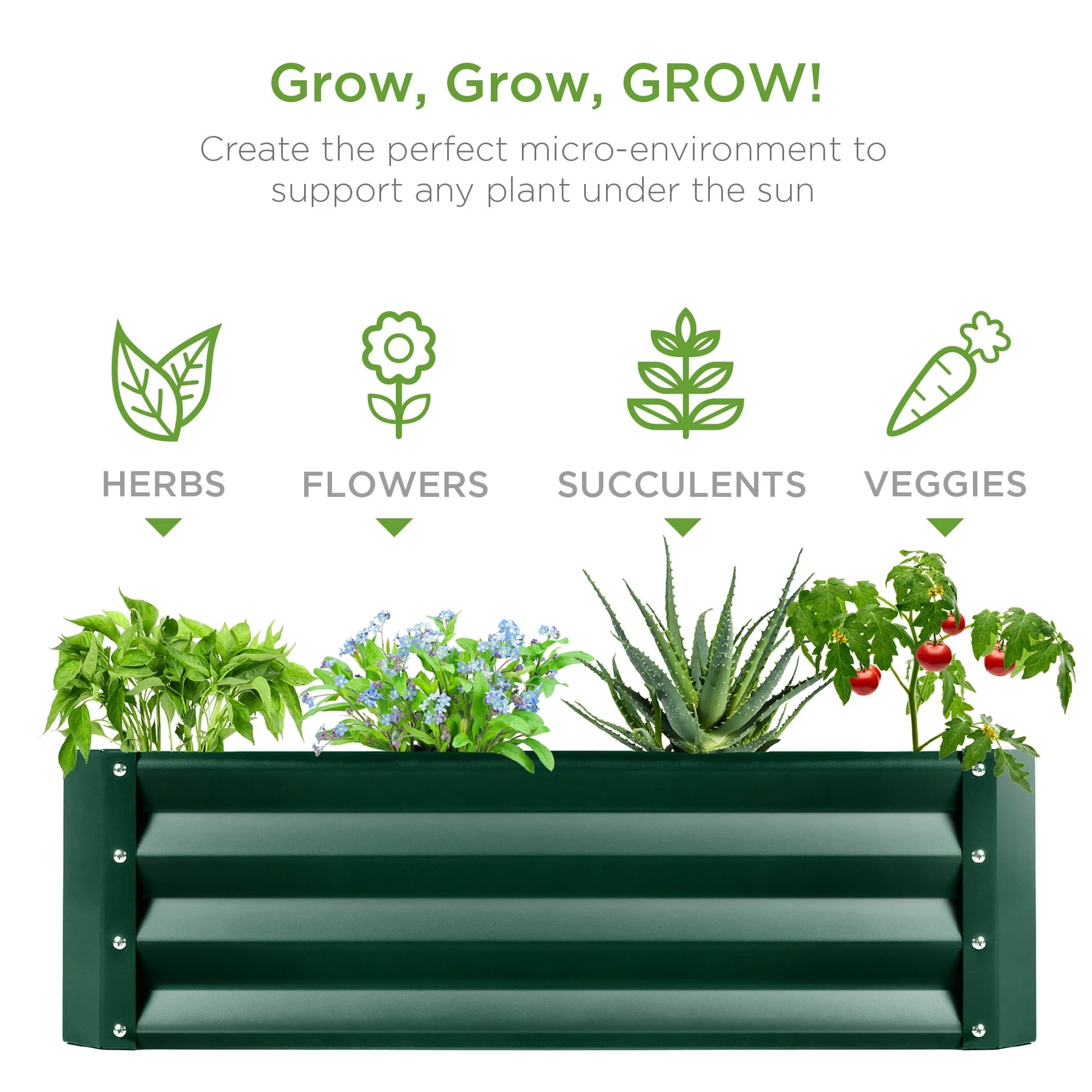 6X3X1Ft Outdoor Metal Raised Garden Bed for Vegetables, Flowers, Herbs, Plants - Dark Green