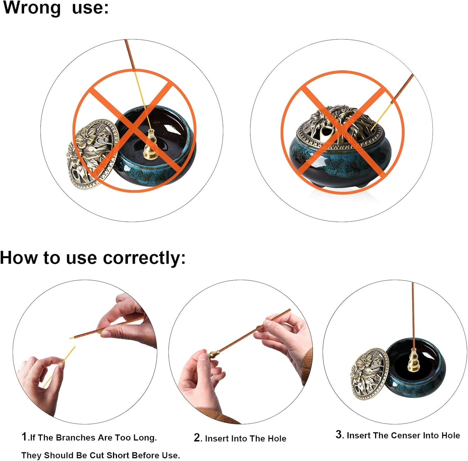 Ceramic Home Decoration Incense Sticks or Cones Burner Porcelain Incense Holder