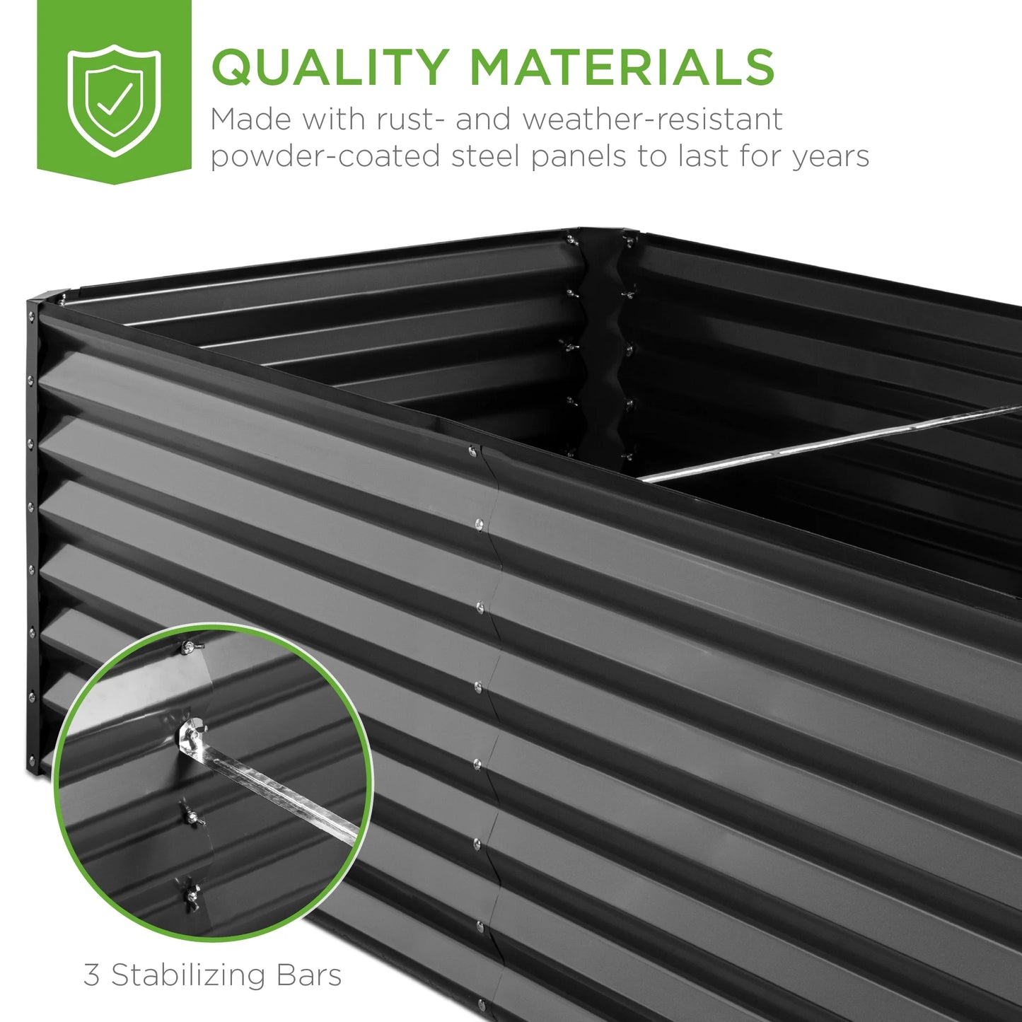8X4X2Ft Outdoor Metal Raised Garden Bed, Planter Box for Vegetables, Flowers, Herbs - Gray