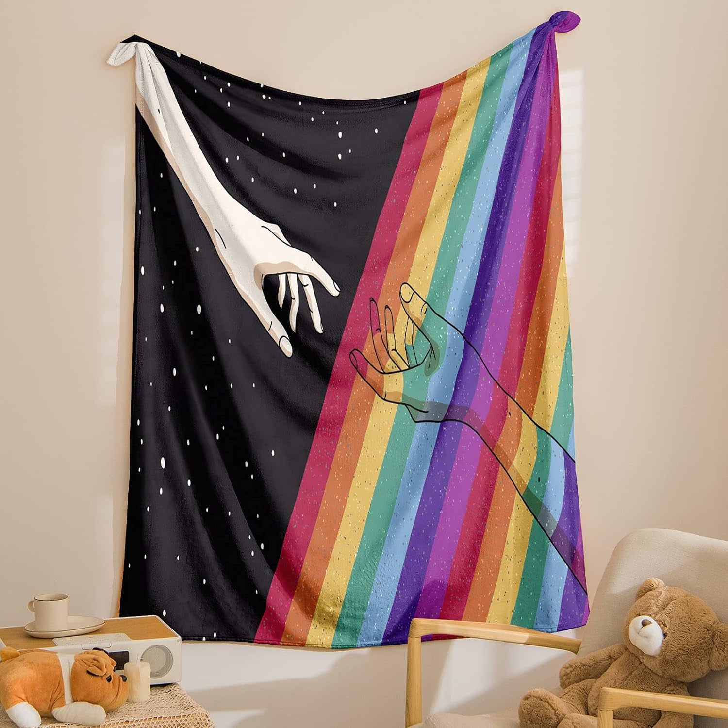 Rainbow Flag Throw Blanket Galaxy Blanket Flag Flannel Fleece Throws Rainbow Blanket Soft Fuzzy Lightweight Blanket for Sofa Bedroom Couch (Throw(50"X60"), Rainbow)