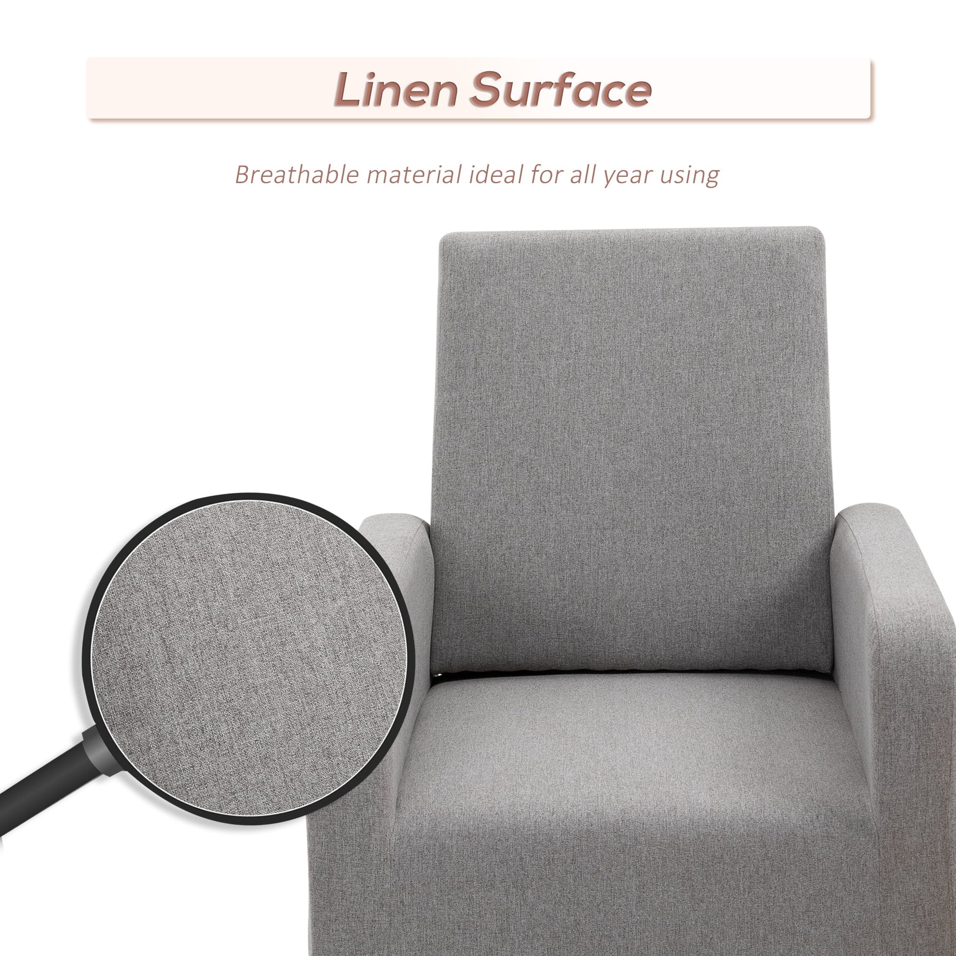 Accent Lounge Rocking Chair with Solid Curved Wood Base, Grey
