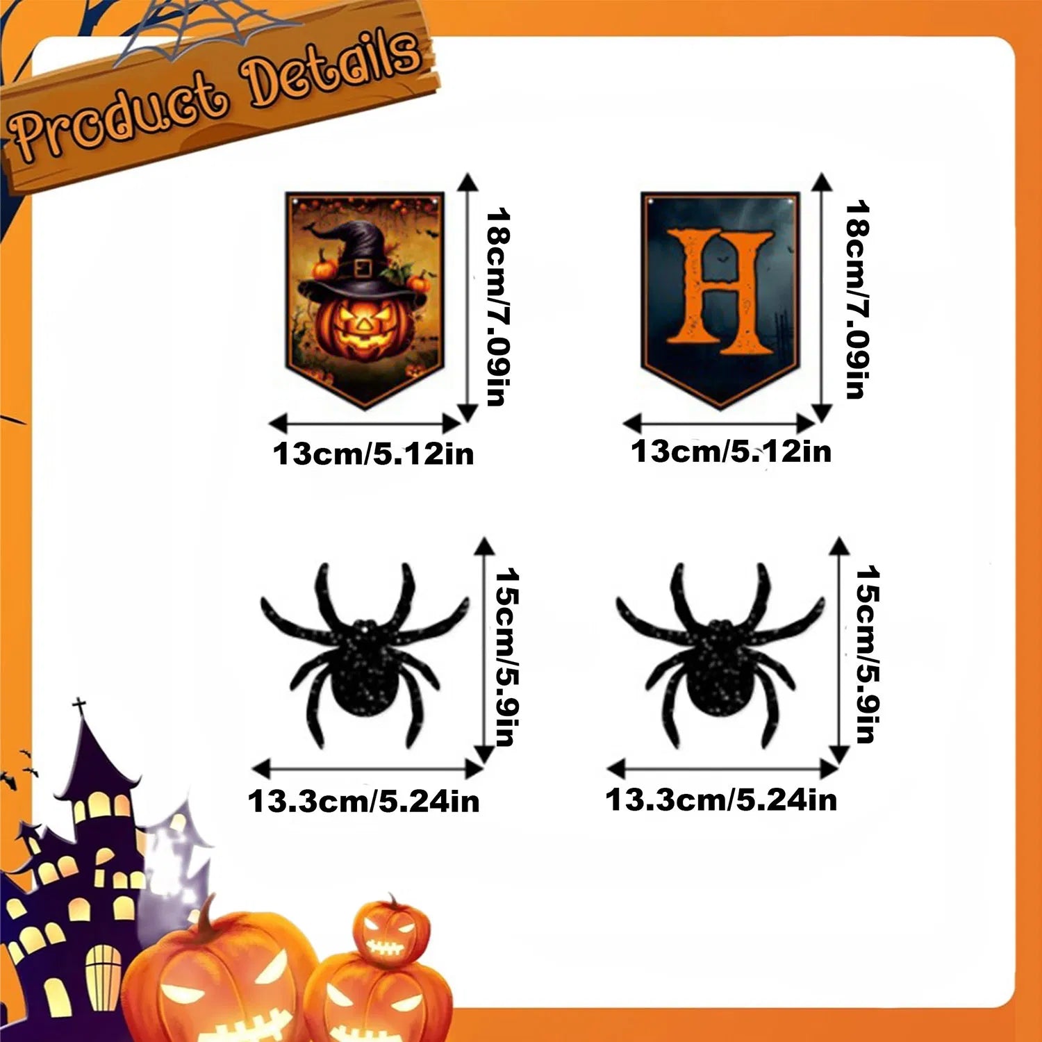 Happy Halloween Banner and Hanging Spider Garland Trick or Treat Banner Sign Happy Halloween Paper Banner for Halloween Party Decorations