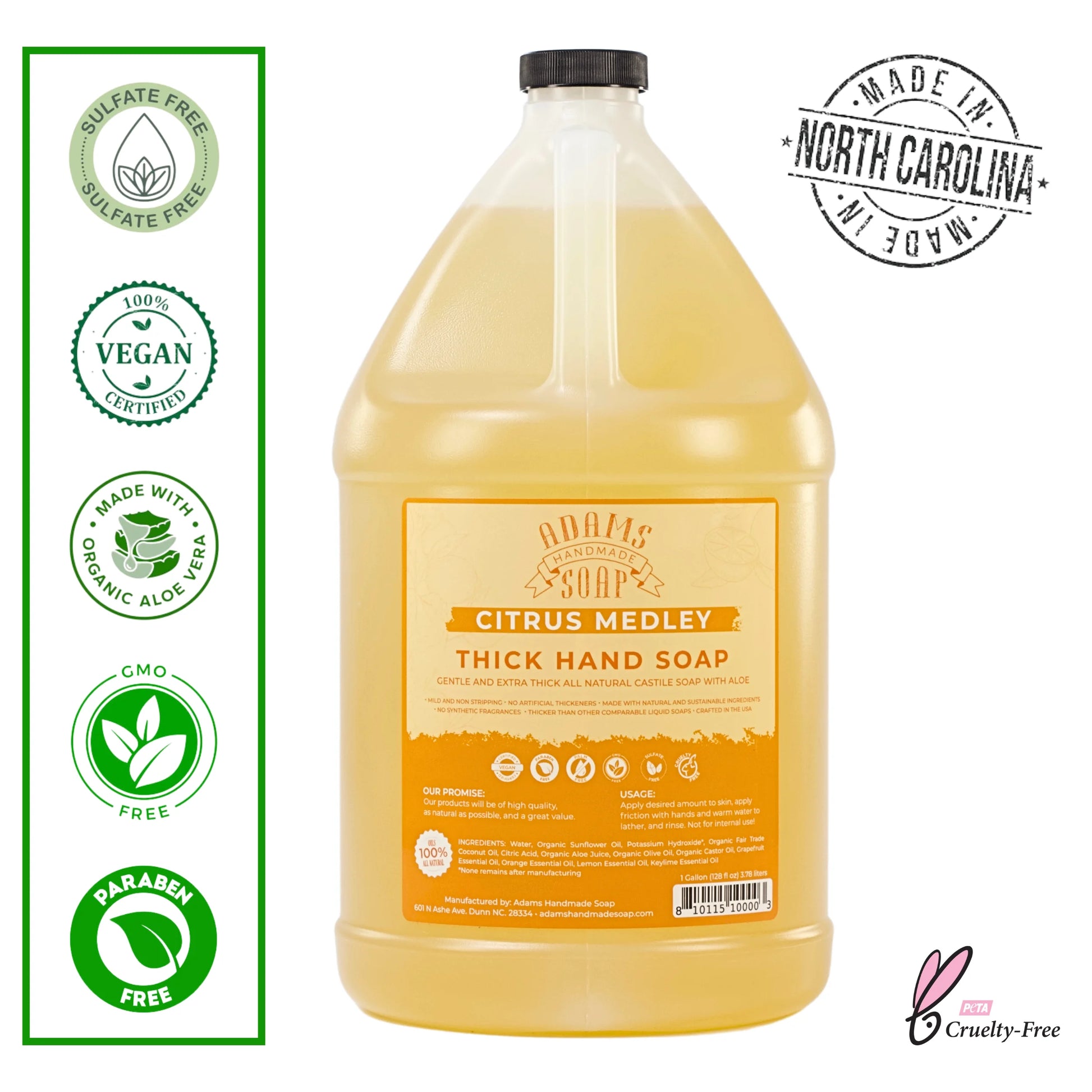 Citrus Medley Organic Liquid Castile Hand Soap 1 Gallon Refill