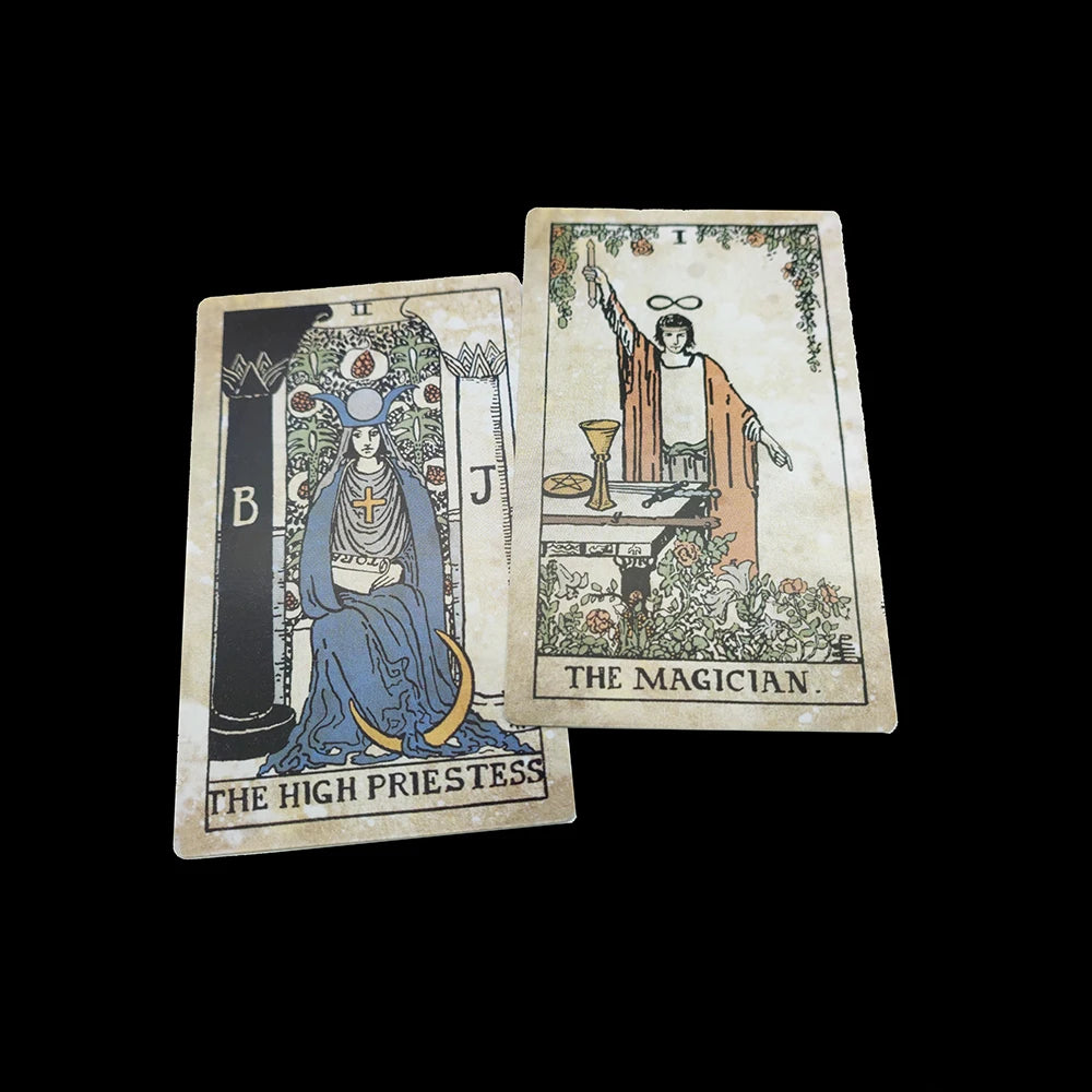 The Vintage Divination Tarot Deck, 78 Antique Style Tarot Cards with Guidebook, Standard Size: 4.75" X 2.75"